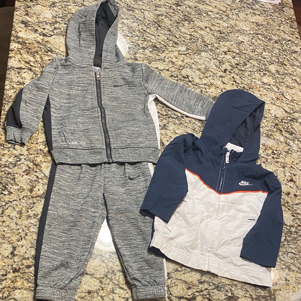 Nike Kids' Gray and Navy Hoodie Set 18 Month